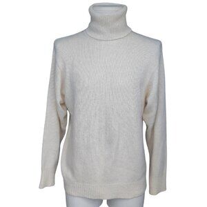 Bay Club SZ M Cream Silk, Angora Rabbit, Nylon & Lambswool Turtleneck Sweater